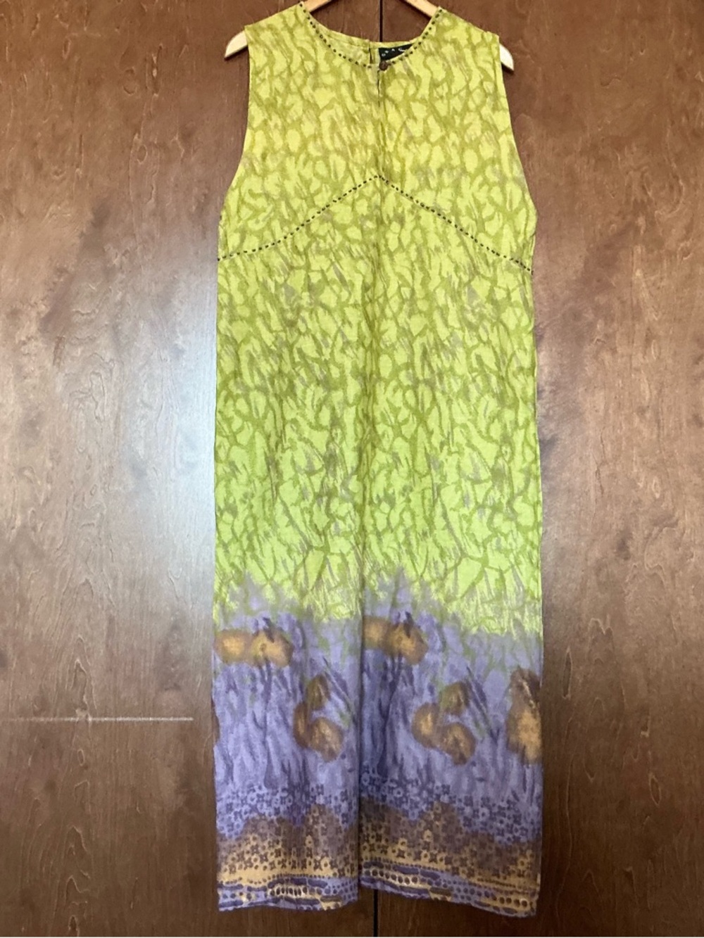 NWT Gracie Linen Blend Maxi Dress Multicolor Printed Beach Resort Cruise Boho L